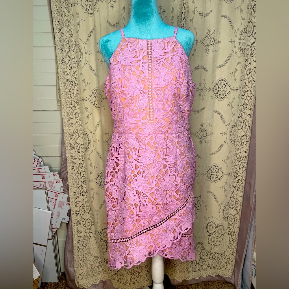 Adelyn rea: pink floral overlay dress